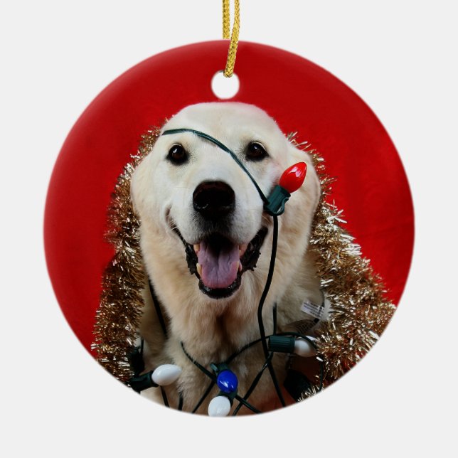 Ornement En Céramique Yellow lab Christmas (Devant)
