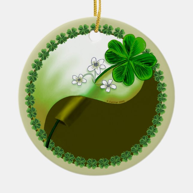 Ornement En Céramique Yin Yang Shamrock (Devant)