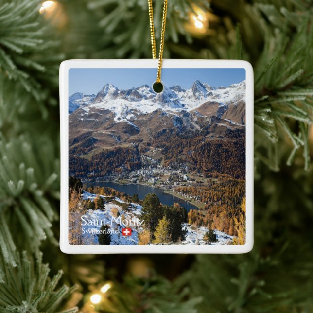 Ornement En Céramique zCH018 SAINT-MORITZ Suisse, (Arbre)