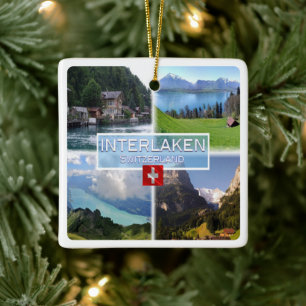 Ornement En Céramique zCH051 INTERLAKEN Lake Thun Thunerse Swiss,