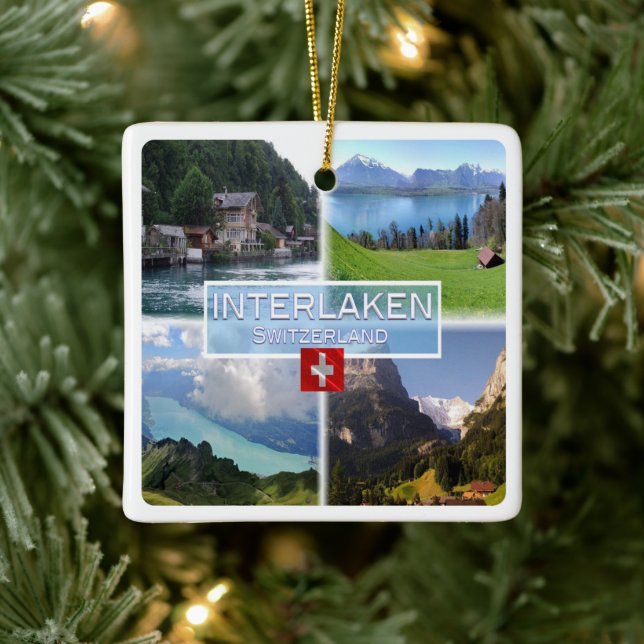 Ornement En Céramique zCH051 INTERLAKEN Lake Thun Thunerse Swiss, (Arbre)