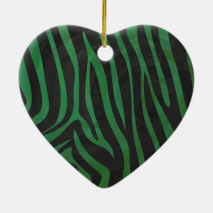 Ornement En Céramique Zebra Black et Green Print