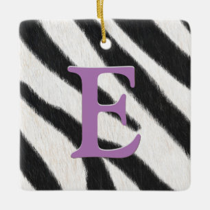 Ornement En Céramique Zebra Fur Personnalisé Monogramme & Message Kids