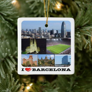 Ornement En Céramique zES022 j'aime BARCELONE, Espagne, Europe, Céramiqu
