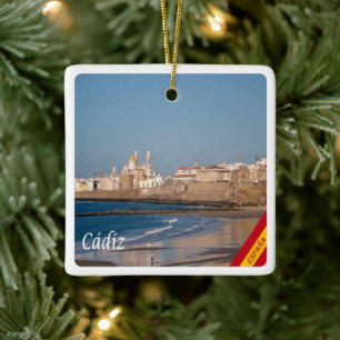 Ornement En Céramique zES028 CADIZ panorama Espagne,
