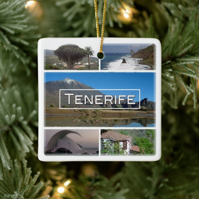 Ornement En Céramique zES045 TENERIFE, Îles Canaries, Espagne, (Arbre)