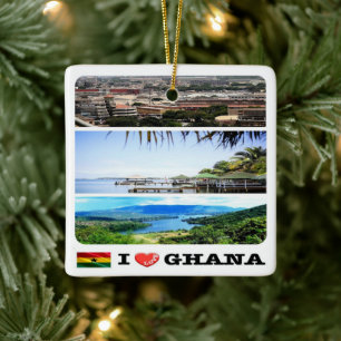 Ornement En Céramique zGH007 GHANA I Love, Mosaic, Afrique,