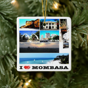 Ornement En Céramique zKE014 MOMBASA I Love, Mosaic, Kenya,
