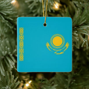 Ornement En Céramique zKZ001 Kazakh DRAPEAU Kazakhstan,