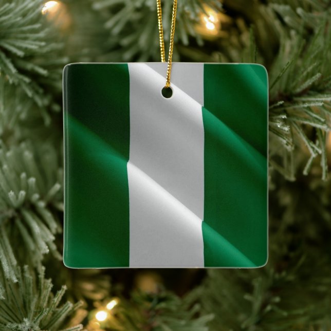 Ornement En Céramique zNG002 NIGERIA, Drapeau de la vague, Afrique, (Arbre)