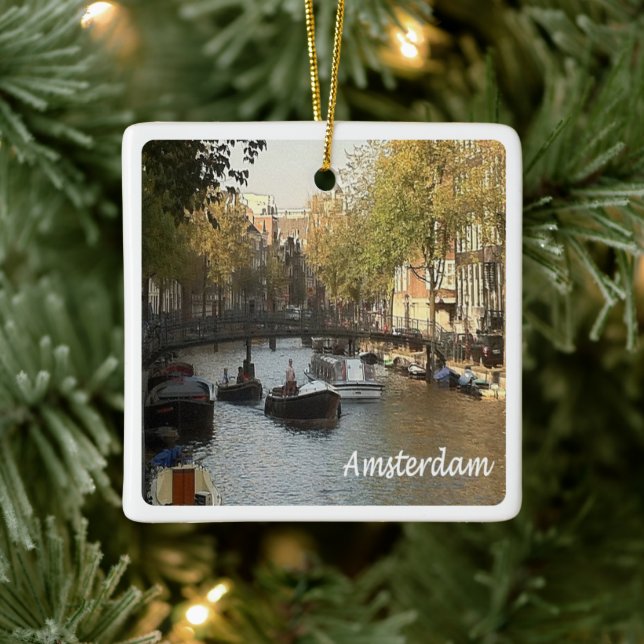 Ornement En Céramique zNL017 AMSTERDAM canal navigable, (Arbre)