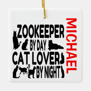 Ornement En Céramique Zookeeper aime les chats PERSONNALISÉ