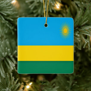Ornement En Céramique zRW001 Drapeau RWANDA, Afrique,