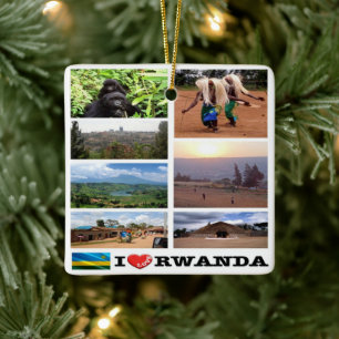 Ornement En Céramique zRW011 RWANDA J'aime, Mosaïque, Afrique, 