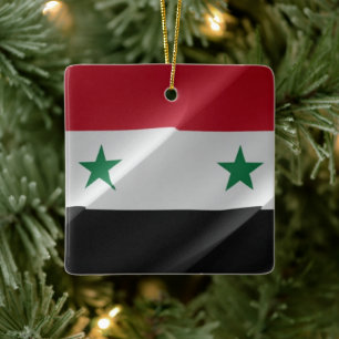 Ornement En Céramique zSY002 brandissant un DRAPEAU syrien,