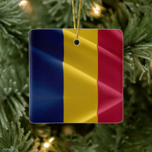 Ornement En Céramique zTD002 CHAD, Drapeau de roulement, Afrique,
