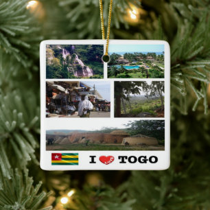 Ornement En Céramique zTG009 TOGO I Love, Mosaic, Afrique,