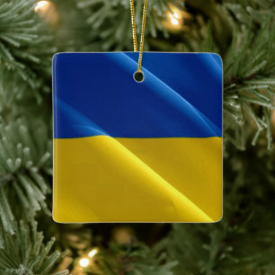 Ornement En Céramique zUA002 UKRAINE agitant FLAG ukrainien,