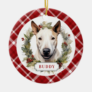Ornement en cercle en céramique Bull Terrier