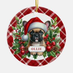 Ornement en Cercle en Céramique Bulldog