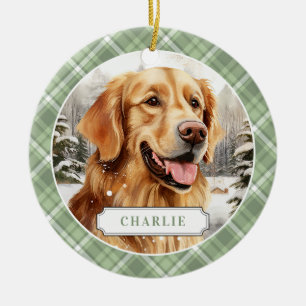 Ornement en cercle en céramique Golden Retriever