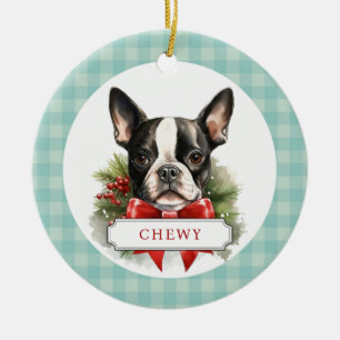 Ornement en cercles céramiques Boston Terrier