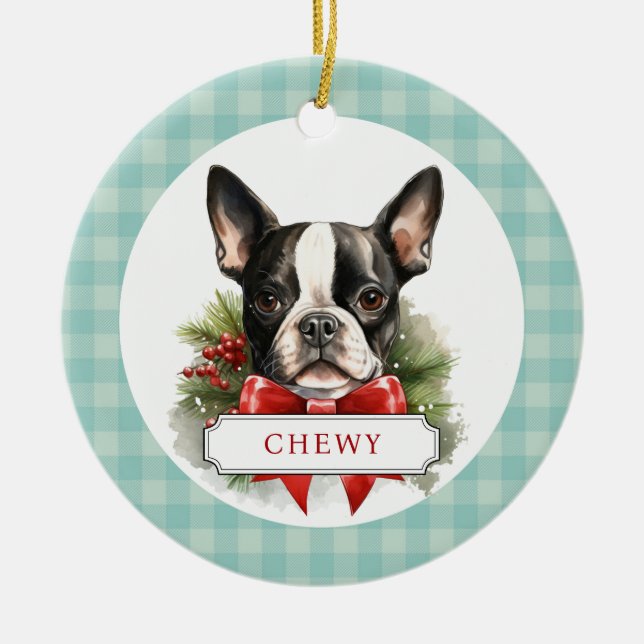 Ornement en cercles céramiques Boston Terrier (Devant)