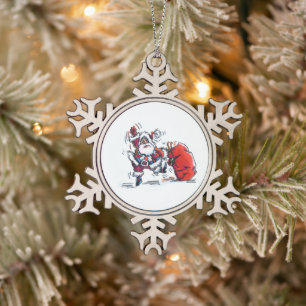Ornement en étain de flocon de neige de Père Noël