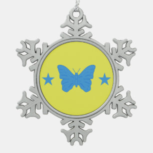Ornement en étain flocon de neige avec drapeau de