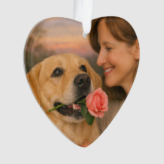 Ornement en forme de cœur en acrylique – Chien ave