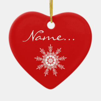 Ornement en forme de coeur rouge personnalisé de