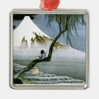 Ornement En Métal 北 斎 Boy & Mt Fuji Art