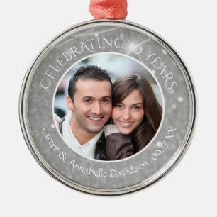 Ornement En Métal 10e anniversaire   Photo Silver Sparkle