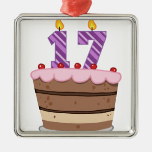 Ornement En Métal 17 ans sur le gâteau d'anniversaire