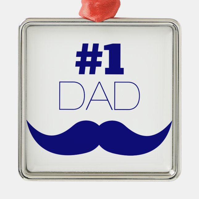 Ornement En Métal #1 Papa Blue Mustache (Devant)