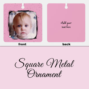 Ornement En Métal 1 photo texte personnalisé souvenir rose