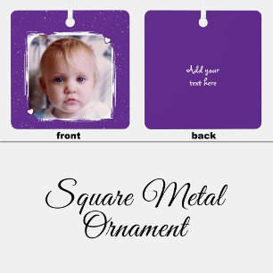 Ornement En Métal 1 photo texte personnalisé souvenir violet