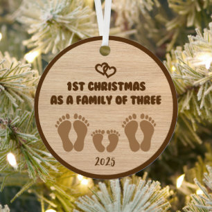 Ornement En Métal 1er Noël en famille de trois