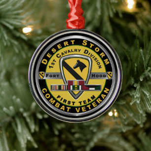 Ornement En Métal 1ère division de cavalerie Tempête du désert Noël