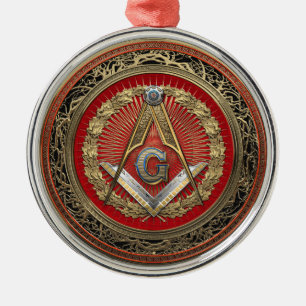 Ornement En Métal [200] Master Mason - Gold Carré & Compass