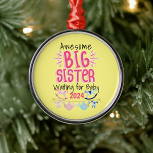 Ornement En Métal 2024 Big Sister Attente de nouveau bébé frère