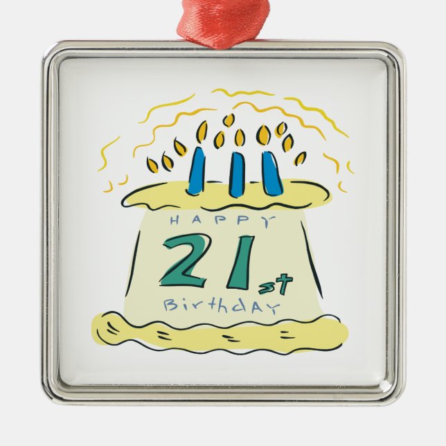 Ornement En Métal 21ème Anniversaire (Devant)