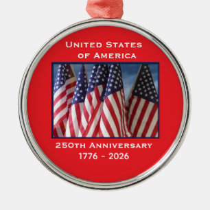 Ornement En Métal 250e anniversaire USA Patriotic Flags Premium