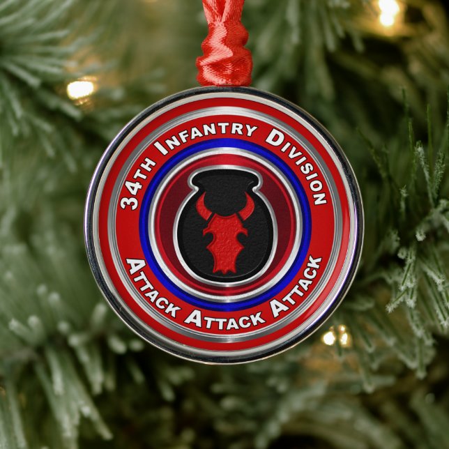 Ornement En Métal 34e division d'infanterie Garde Noël (Arbre)