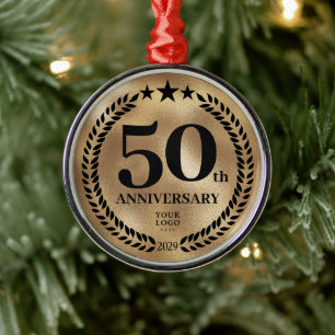 Ornement En Métal 50e anniversaire d'affaires Noël d'or