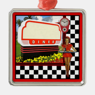 Ornement En Métal 50s Retro Diner Blank Sign