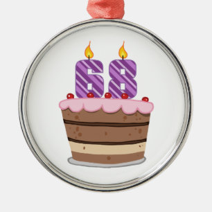 Ornement En Métal 68 ans sur le gâteau d'anniversaire
