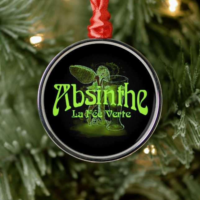 Ornement En Métal Absinthe La Fee Verte Fée Avec Verre (Arbre)