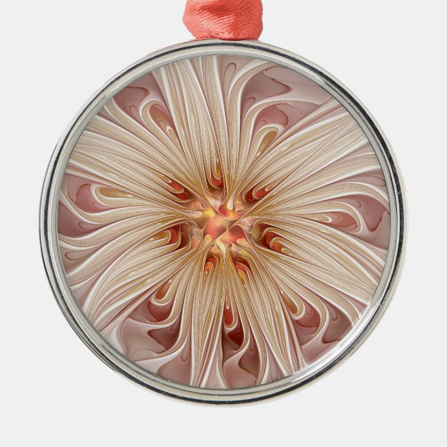Ornement En Métal Abstrait Moderne Peach Pastel Flower Fractal Art (Devant)
