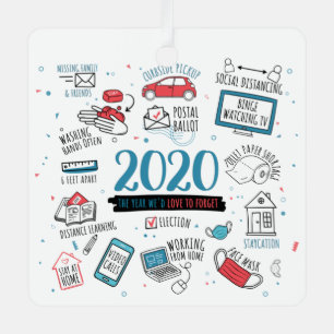 Ornement En Métal Activités pandémiques Noël 2020 Commémoratif